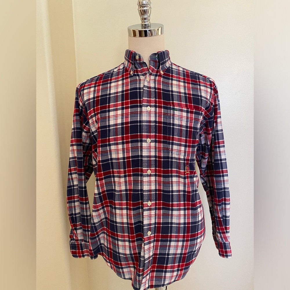 TOMMY HILFIGER  Vintage 90’s Button Down Shirt in Corduroy‎ Check Plaid  M